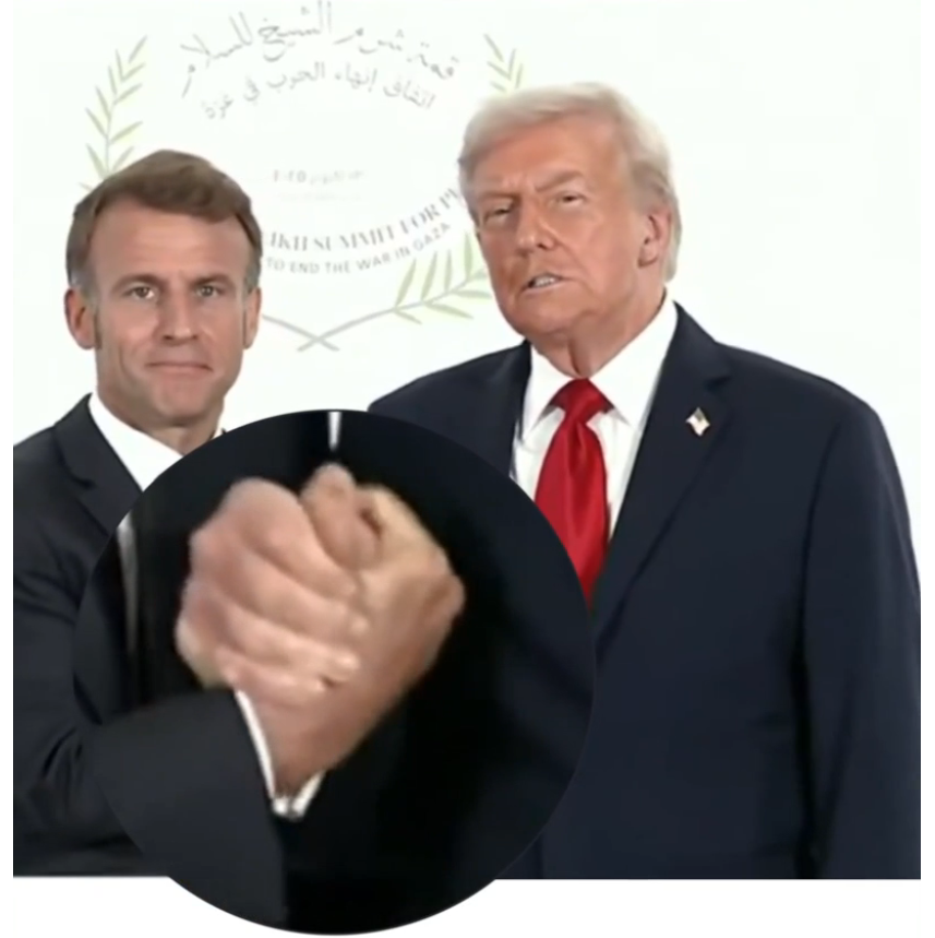 特朗普和马克龙闹26秒“掰手腕式握手”，又较劲了